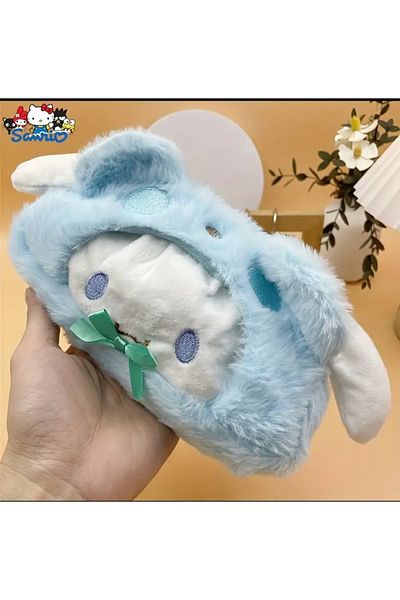 Kaptan Mavi Kuromi, Hello Kitty, Mymelody, Cinnamoroll Plush Pen Holder Large Size