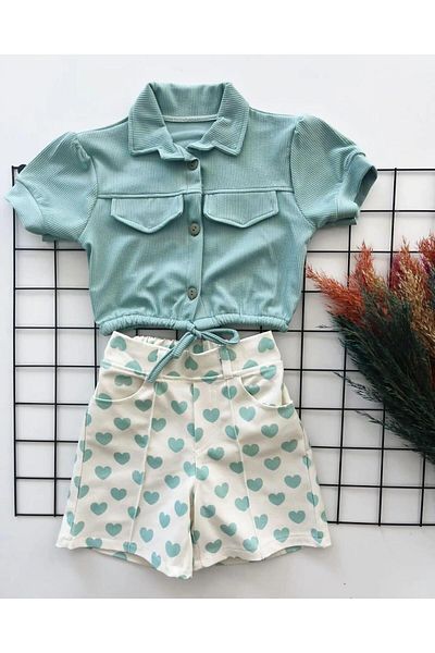 KOKOŞ BEBEK Heart Shorts Set
