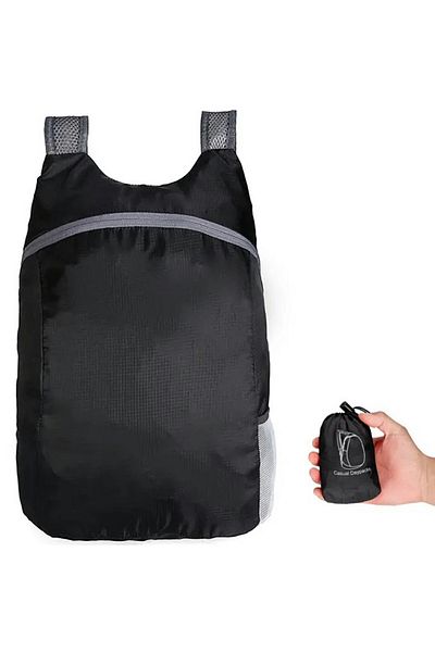 OEM Lightweight and foldable backpack, 20 l, pocket and zipper, polyester, black