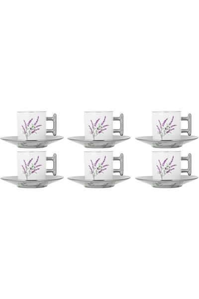 ALSAIF 6-pieces Small Coffee Cup Enjoying Your Hot Beverages Coffee, 90 Ml, White/silver