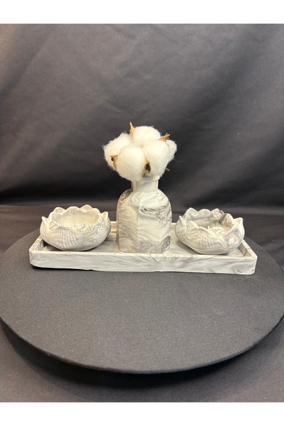 Home Dekoratif Lotus Mumluk Vazo ve Tabak Seti