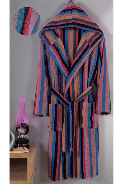 Güvenal Μπουρνούζι με κουκούλα RAINBOW Cotton Striped |   Σετ μπουρνούζι |   Παντόφλες |   Δώρο