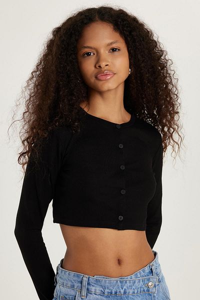 Tudors Women's Slim Fit Slim Fit Long Sleeve Crew Neck Black Cardigan