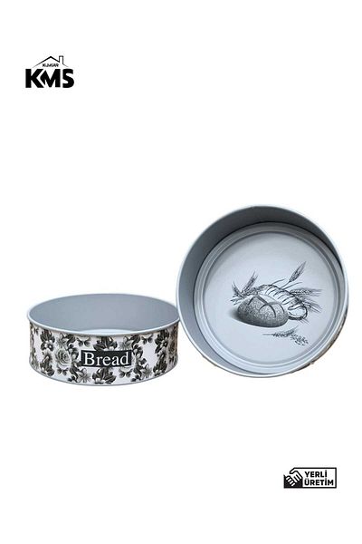 KMS Kumsar Printed Metal Round Luxury Bread Basket Bread Bowl