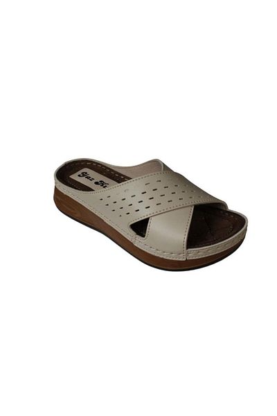 Yaz Kış Ayakkabı Yazkiş Women's Black Cream Cross Banded Thick Sole Comfort Sole Slippers