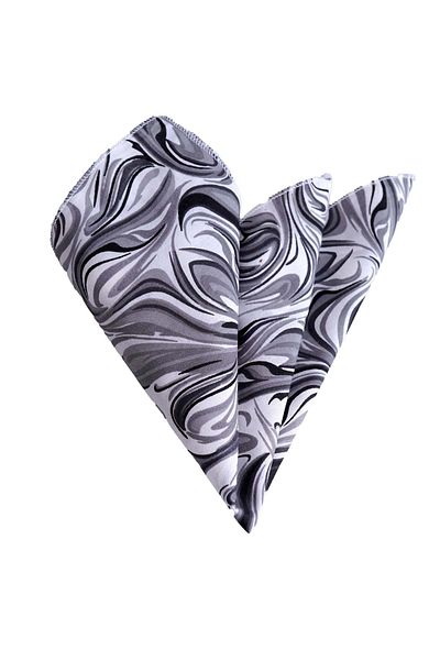 Exve Exclusive Gray Black White Abstaract Printed Cotton Collar Handkerchief