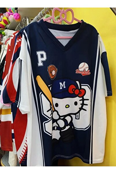 Genel Markalar Hello Kitty V Yaka Beyzbol Forması