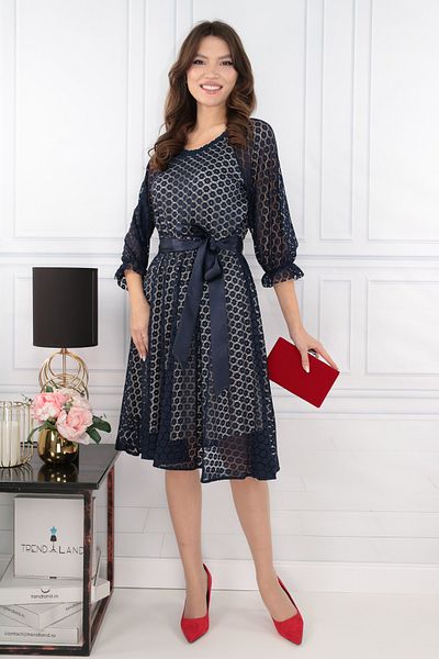 Vanessa Line RO Navy blue lace wrap dress