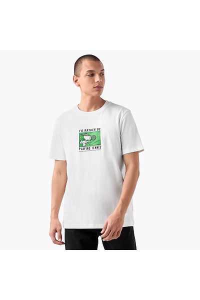 FAV Snoopy Print T-shirt with Crew Neck