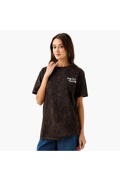 SP Characters Squid Game Print T-shirt with Crew Neck