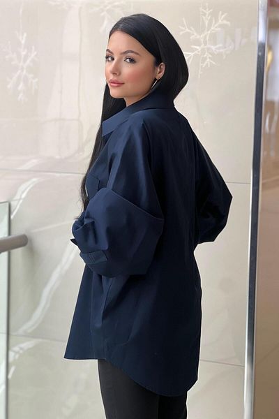 Ghisa Gold Button Cuff Bat Sleeve Cotton Shirt