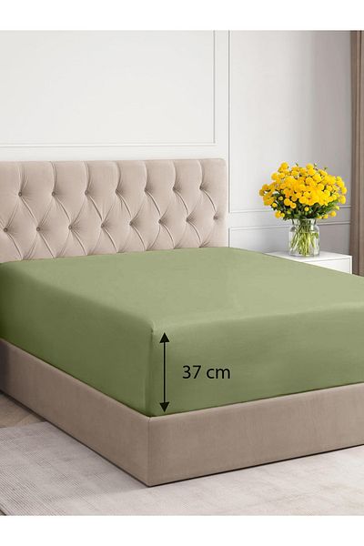 Sabia Organic 100% Cotton 150X200Cm 37cm Height Double Fitted Sheet 62 Wire (155 Tc)