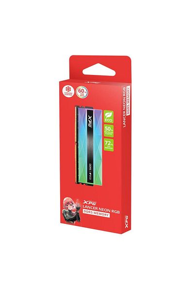 XPG 16Gb Lancer Neon Rgb Ddr5 6400Mt-S Cl 32-39-39 1.4V Cooler Pc Ram