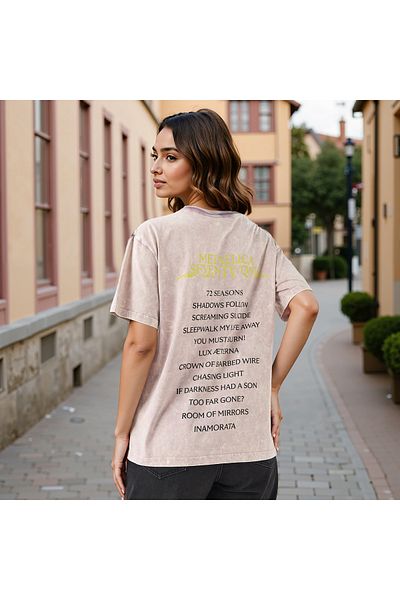 SP Characters Metallica Print Longline T-shirt with Crew Neck and Short Sleeves