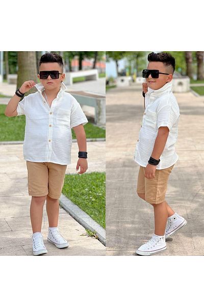 KOKOŞ BEBEK Muslin Shirt Shorts Set