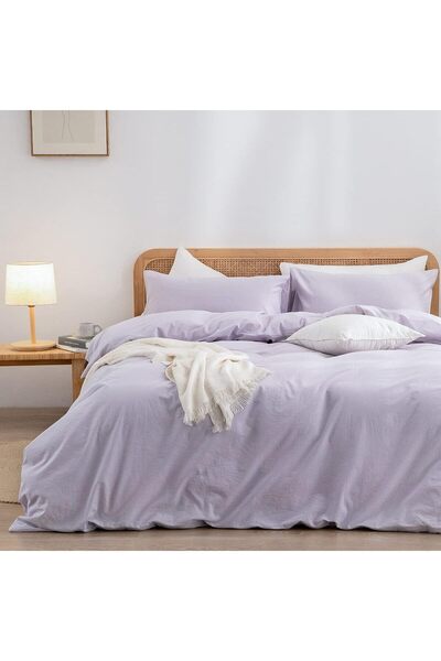 Sheri Home Tekstil Pure Lilac Çift Kişilik Nevresim Seti(YORGAN KILIFI 2 Lİ YASTIK KILIFI) %100 Pamukty6655888