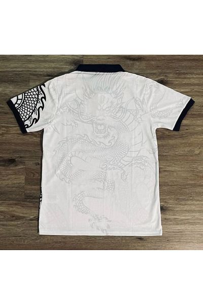 1blood Tričko White Kitty Madrid Dragon Jersey Černý knoflík s límečkem