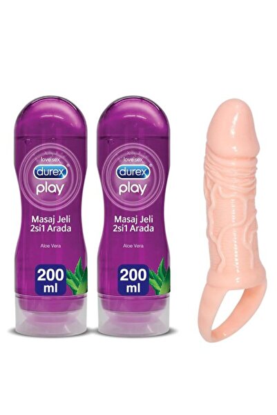 Durex Kayganlaştırıcılı Aloe Vera Masaj Jeli 200 ml x 2 Ad./Testis Halkalı Çoklu Kullanımı Penis Kılıfı
