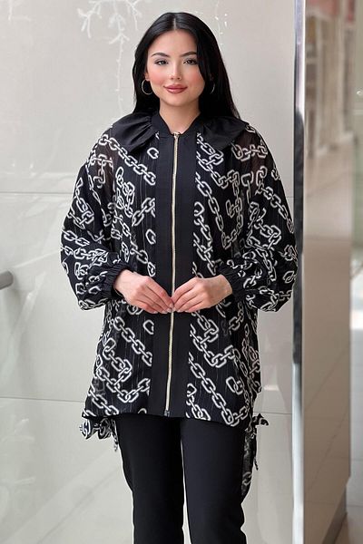 Ghisa Leopard Chiffon Jacket with Collar Detail