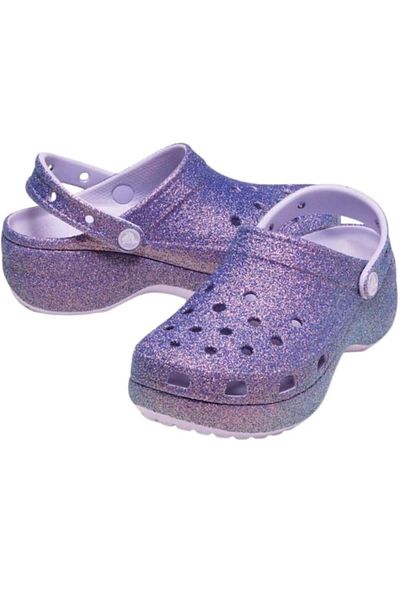 Crocs Πλατφόρμα Irid Glitter Clog 211024-5br Γυναικεία Μωβ Σανδάλια & Παντόφλες
