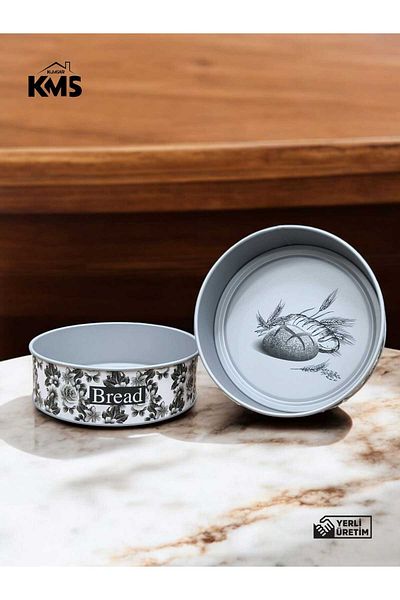 KMS Kumsar Printed Metal Round Luxury Bread Basket Bread Bowl