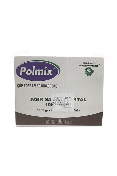 Polmix Heavy Duty Garbage Bag 120X150 cm 10 Rolls 100 Pieces 10 kg Black