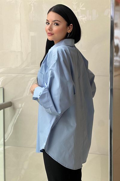 Ghisa Gold Button Cuff Bat Sleeve Cotton Shirt