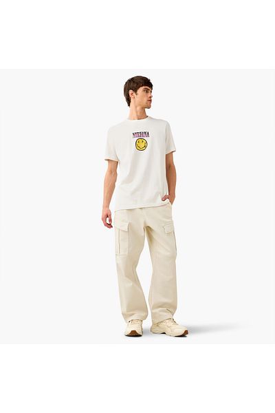 FAV Nirvana Print Boxy T-shirt with Crew Neck and Short Sleeves