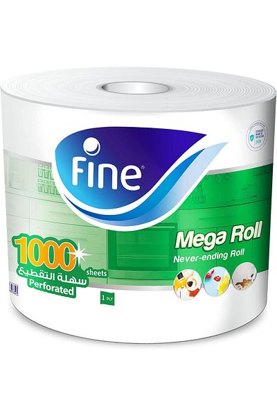 FINE Sterilized Kitchen Towel Mega Roll, 1000 Sheets - Pack of 1