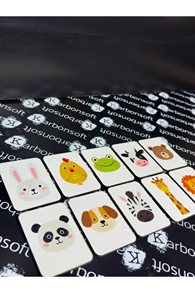 karbonsoft Intelligence Cards Wooden Educational Memory Matching Game Cute Animals Puzzle Toy ( 5.5 x 7.5 CM)