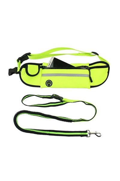 OEM Centura de talie pentru alergare cu lesa elastica pentru caine, poliester, lesa 1.8 m, verde