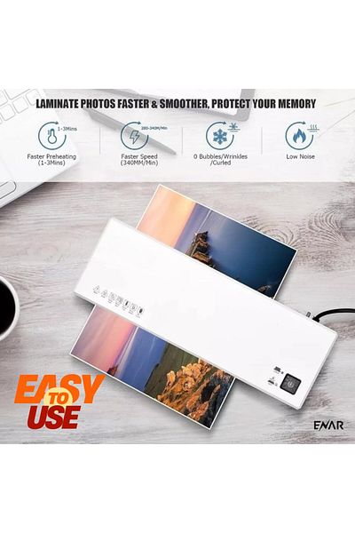 ENAR Laminator Machine 4-in-1 Hot & Cold Settings, 9-Inch A4 Laminator with 15 Pouches,