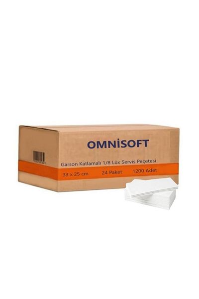 Omnisoft 33x25 Cm 1/8 Waiter Layer Luxury Serving Napkin White 1200 Pcs