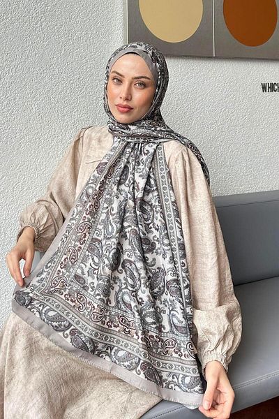 lamelif Retro Pattern Soft Shawl Mink Color