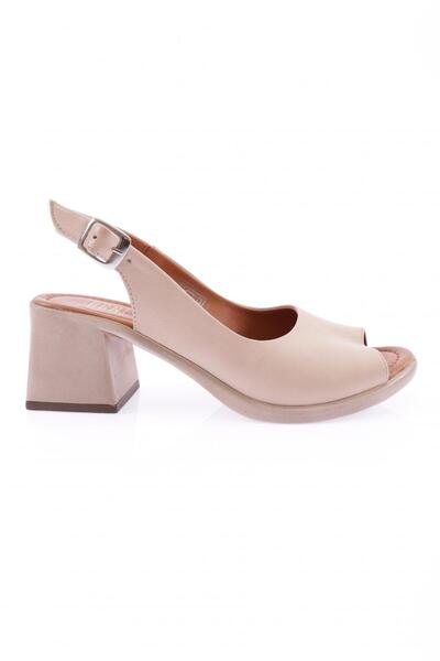 DGN Women's Thick Heel Sandals Beige Leather 231153219