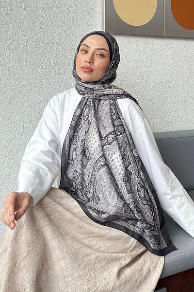 lamelif Retro Pattern Soft Shawl Beige