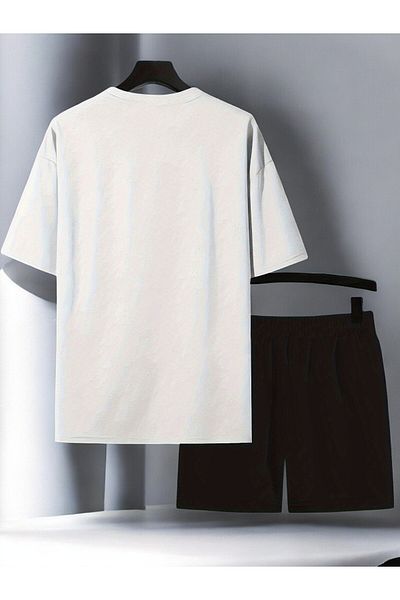 uyguntarz Unisex X Bear Design bedrucktes T-Shirt-Shorts-Set
