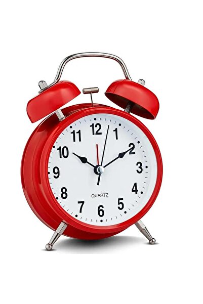 MasterCar Büyük Boy Kırmızı Masa Saati Çift Çanlı Nostaljik Premium Kalite Mu...