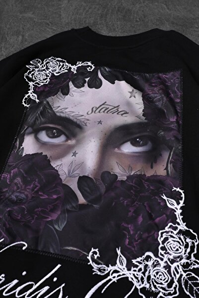 Slatra Men's Black Veridis Quo Patch Embroidered Oversize Tshirt