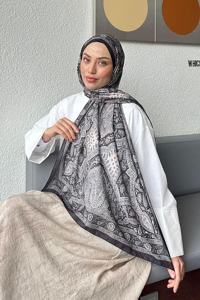 lamelif Retro Pattern Soft Shawl Beige