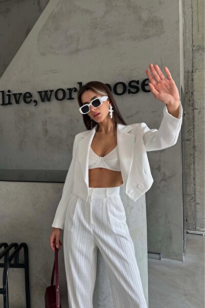 Eka Γυναικείο παντελόνι με λεπτομέρεια από λευκή πέτρα 1017-1562