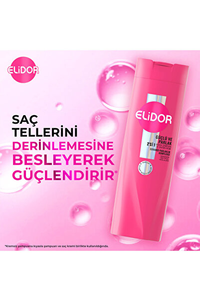 Elidor Şampuan ve Saç Bakım Kremi Güçlü ve Parlak 400 ml x3