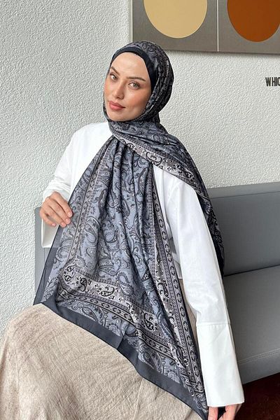 lamelif Retro Pattern Soft Shawl Smoked