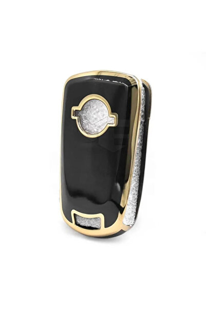 bigkey Husă pentru chei compatibile Opel Black Gold Astra H Corsa D cu 2 butoane Nano Protect