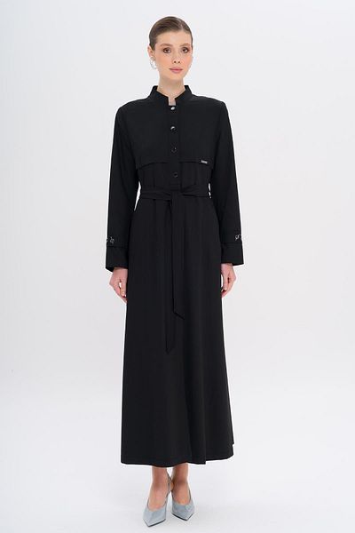 Olcay Judge Collar Chain Accessory Lined Overcoat Black 6742