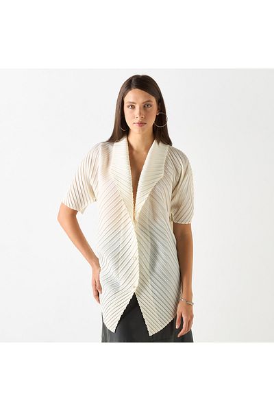FAV Textured Collared Top with Short Sleeves