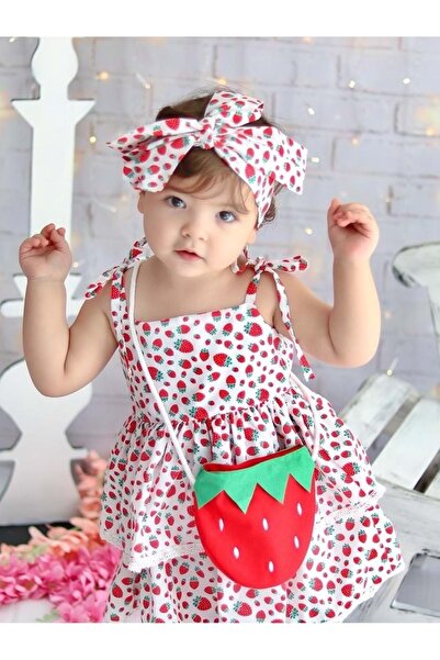 Mnk Strawberry Dress with Bag Red