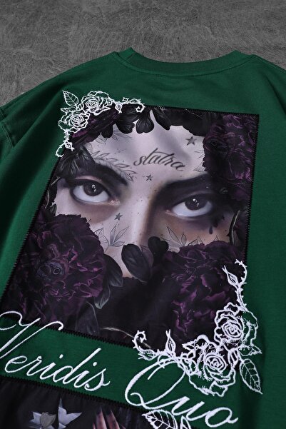 Slatra Ανδρικό μπλουζάκι χακί Veridis Quo Patch Κεντημένο Oversize