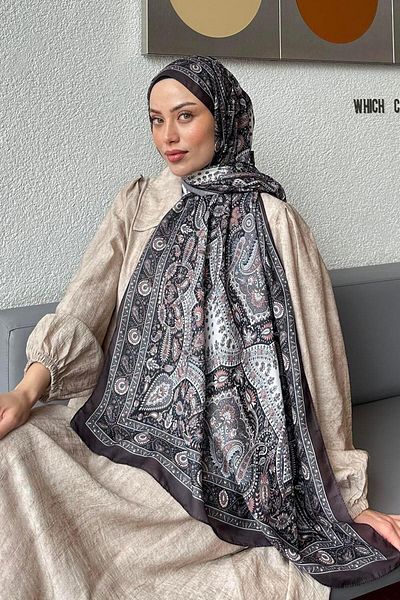 lamelif Retro Pattern Soft Shawl Anthracite