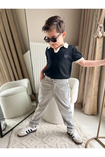 KOKOŞ BEBEK Polo Neck T-Shirt Pants 2 Piece Set